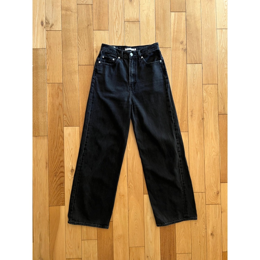 Levi's High Loose Wide Leg Jeans Washed Black Gray Womens Size 27